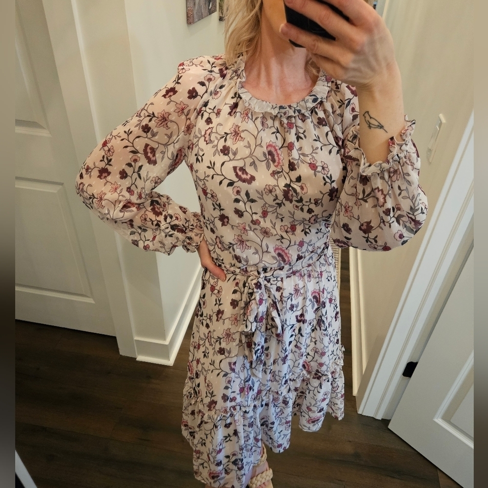 Eliza J Floral Print Long Sleeve Dress - SIZE 4 - Picture 4 of 16